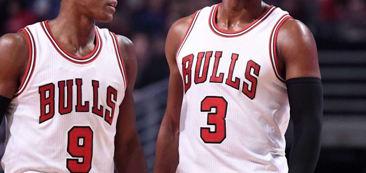 Rajon Rondo and Dwyane Wade during their time with the Chicago Bulls (2017)