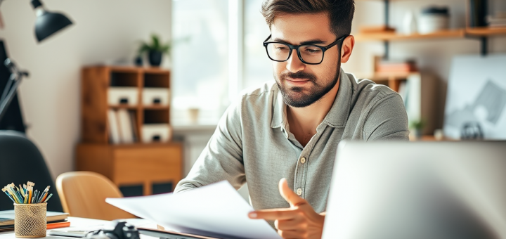Creative freelancer managing business tasks at a workspace