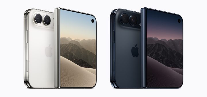 Apple iPhone Duo shown folded, displaying the 5.4-inch cover screen