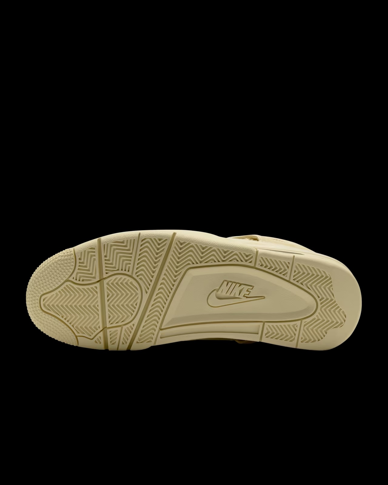 Bottom view of Air Jordan 4 x J Balvin sneaker showing outsole tread pattern