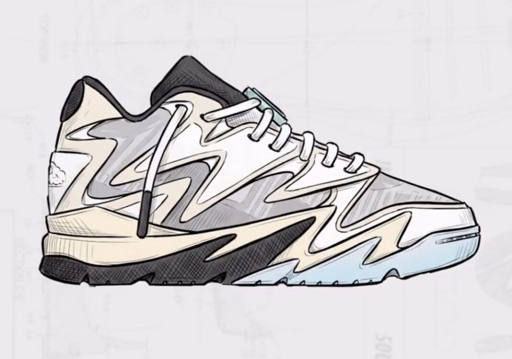 J. Cole's Dreamer Indie 5000 sneaker design sketch