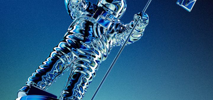 MTV VMAs Moon Person trophy in chrome blue