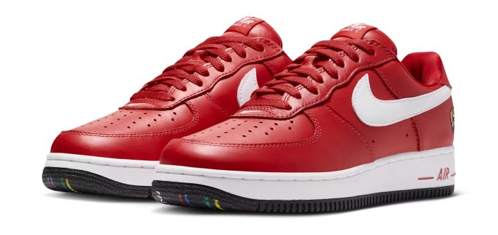 Victor Victor x Nike Air Force 1 "University Red" full pair on display