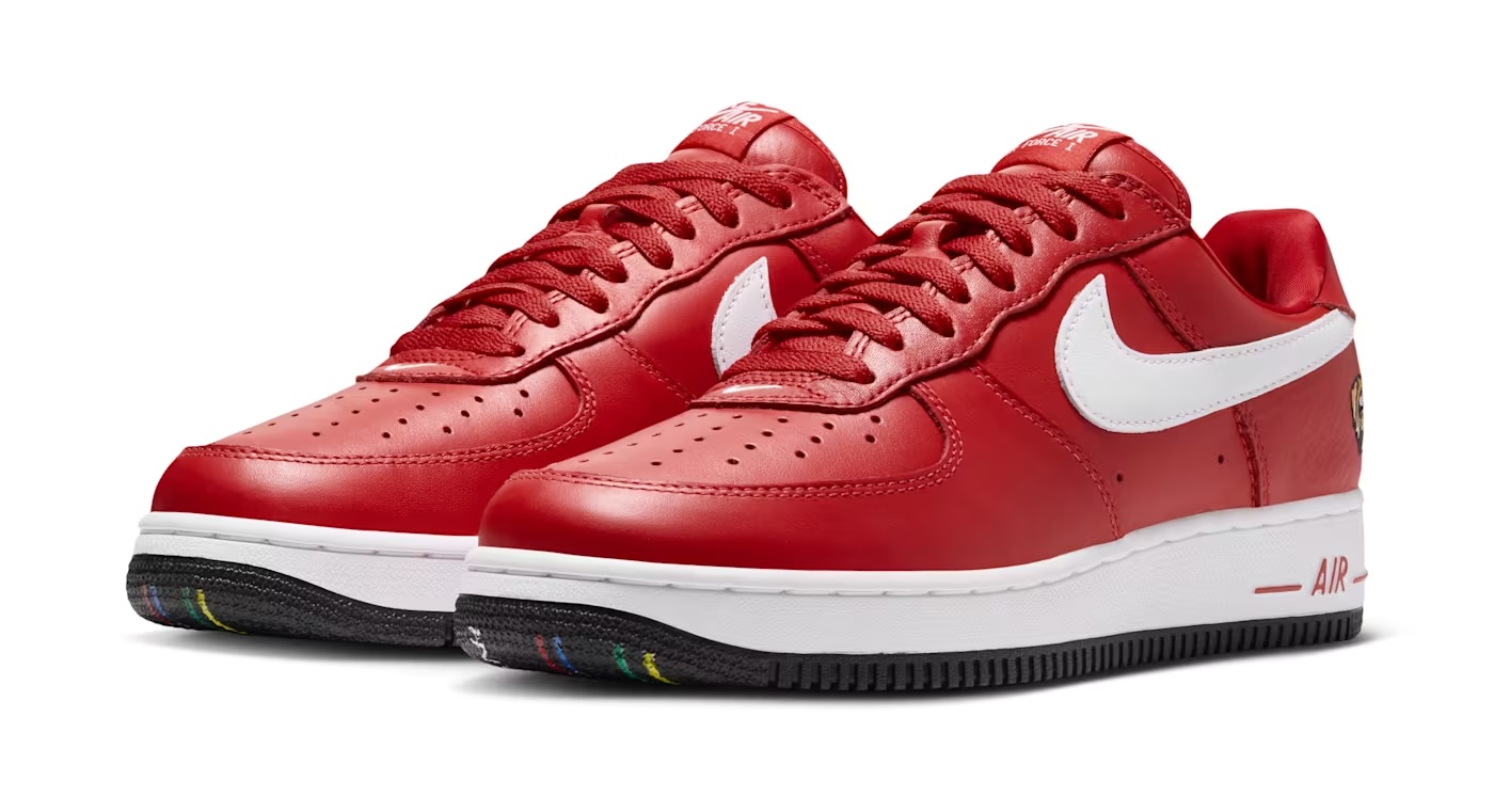 Victor Victor x Nike Air Force 1 "University Red" full pair on display