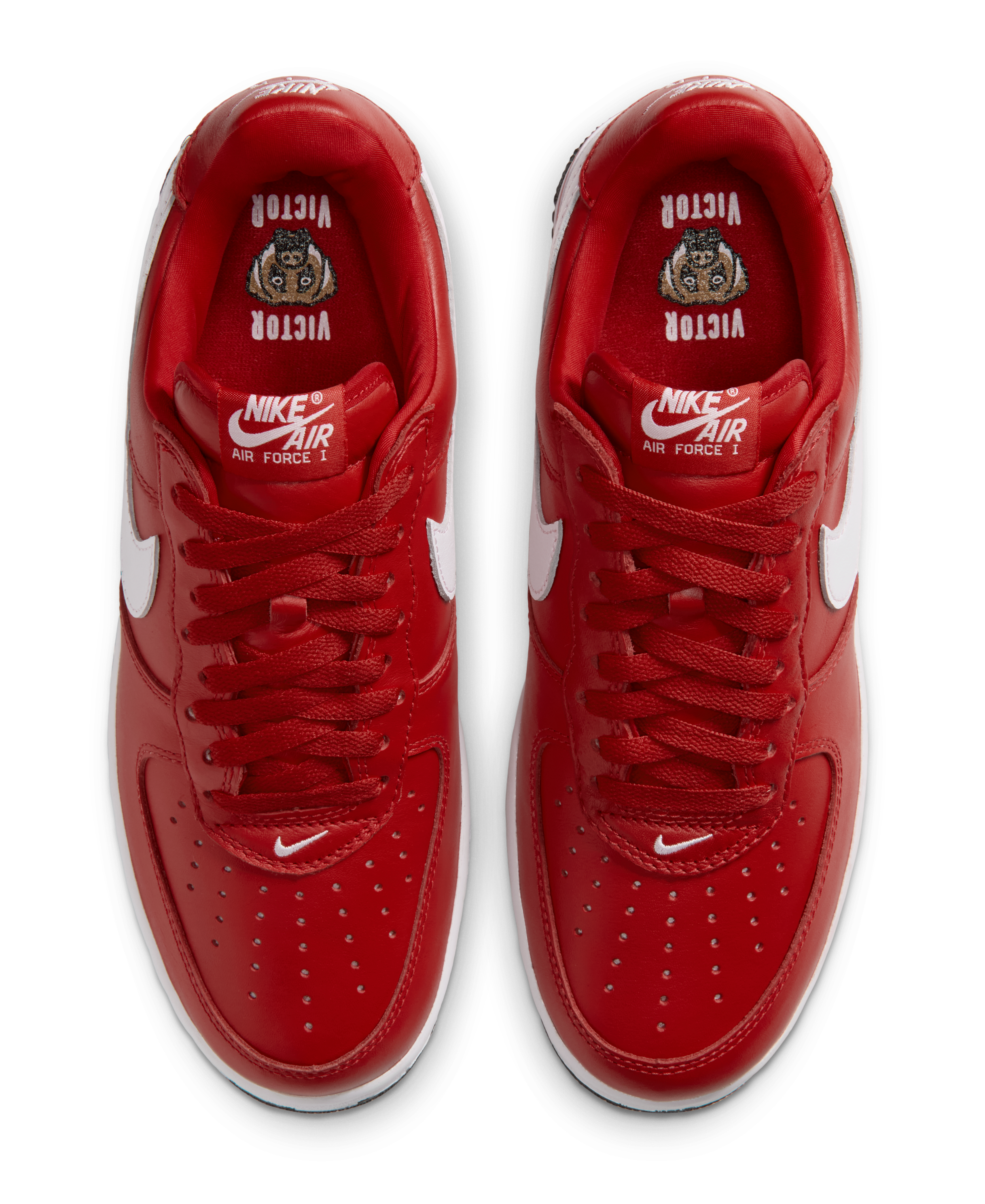 Victor Victor x Nike Air Force 1 "University Red" top-down view